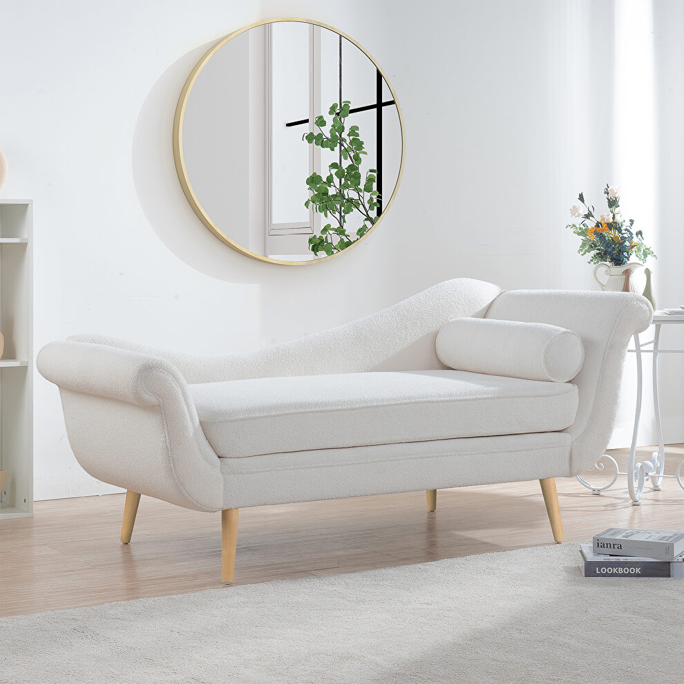 White fabric gorgeous wave back design chaise lounge by La Spezia