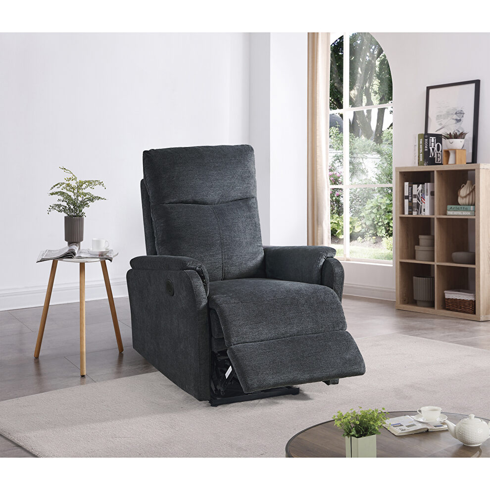 Dark gray fabric recliner chair with power function by La Spezia