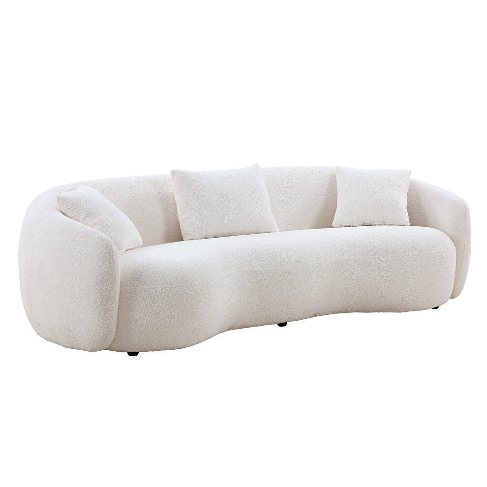 Mid century modern boucle fabric sofa in white by La Spezia