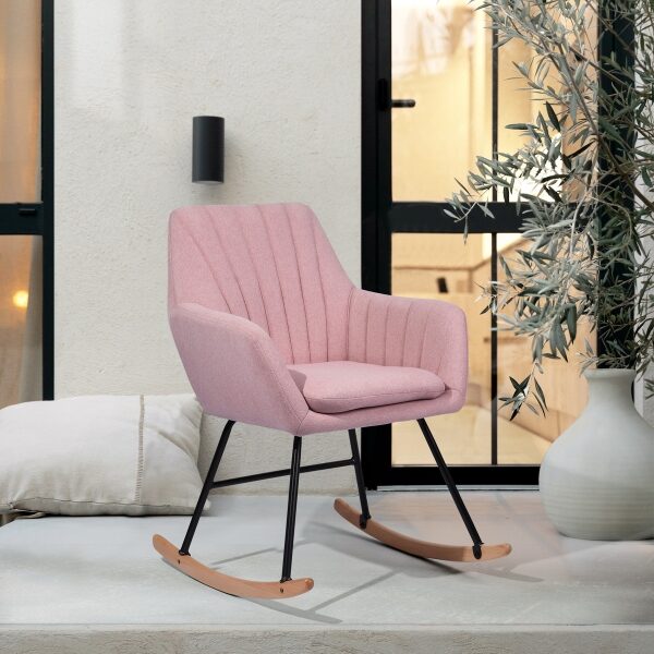 Pink fabric rocking chair by La Spezia