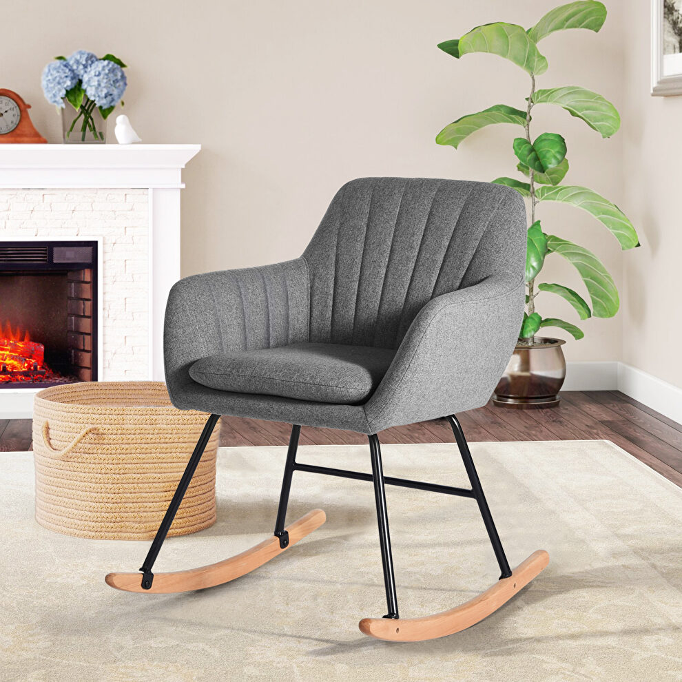 Dark gray fabric rocking chair by La Spezia