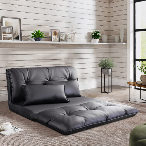 Pu leather floor chair adjustable sofa bed lounge floor mattress lazy man couch with pillows by La Spezia