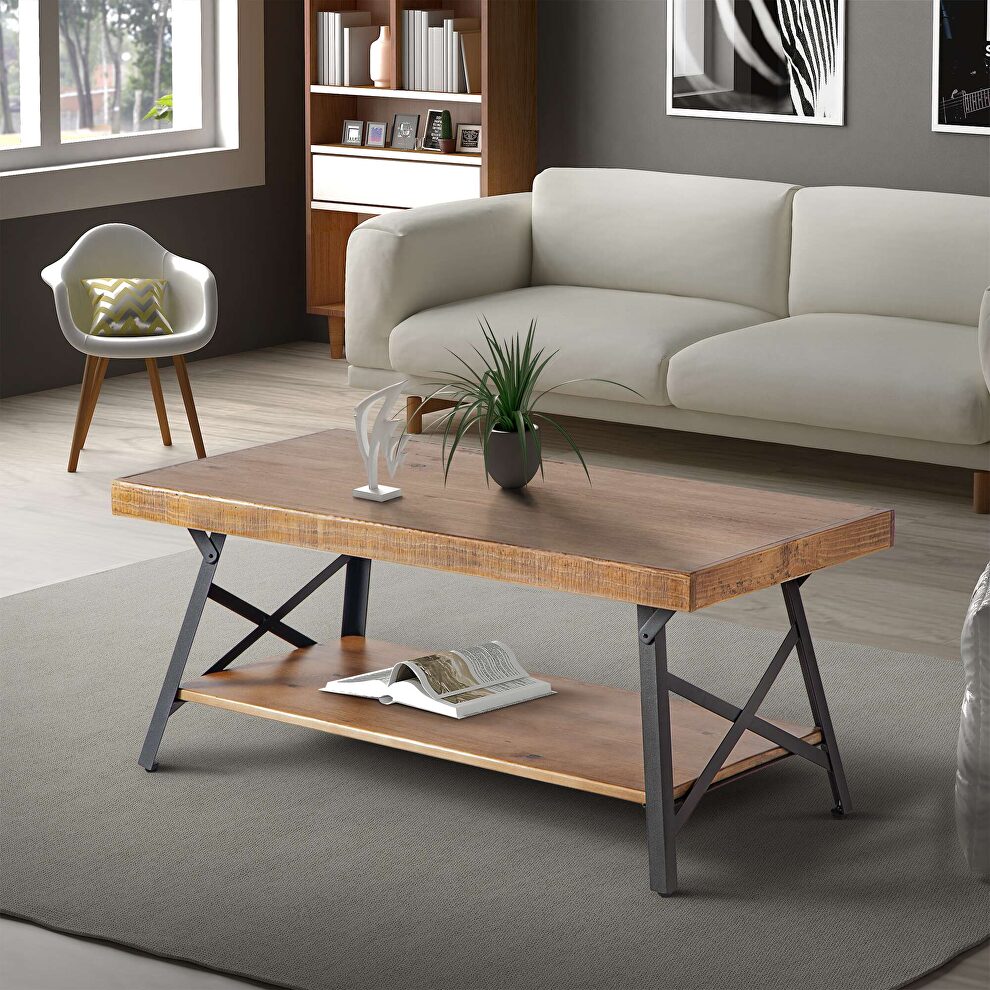 Solid wood tabletop rustic coffee table by La Spezia