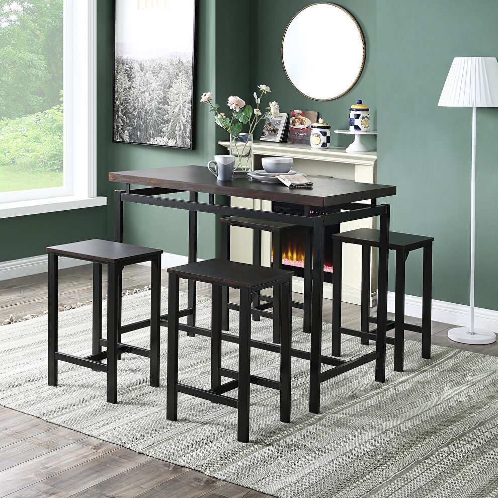 U_style counter height table with 4 chairs in espresso/ black by La Spezia