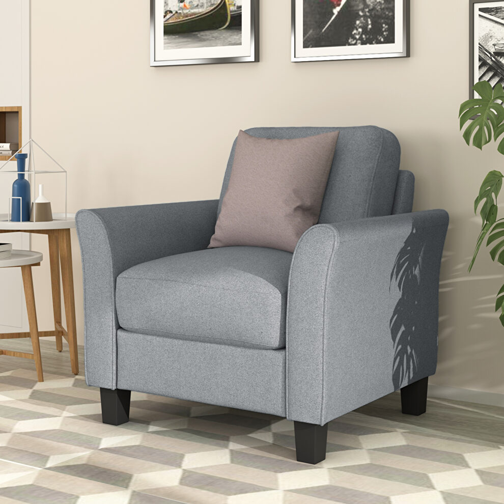Gray soft linen fabric armrest chair by La Spezia