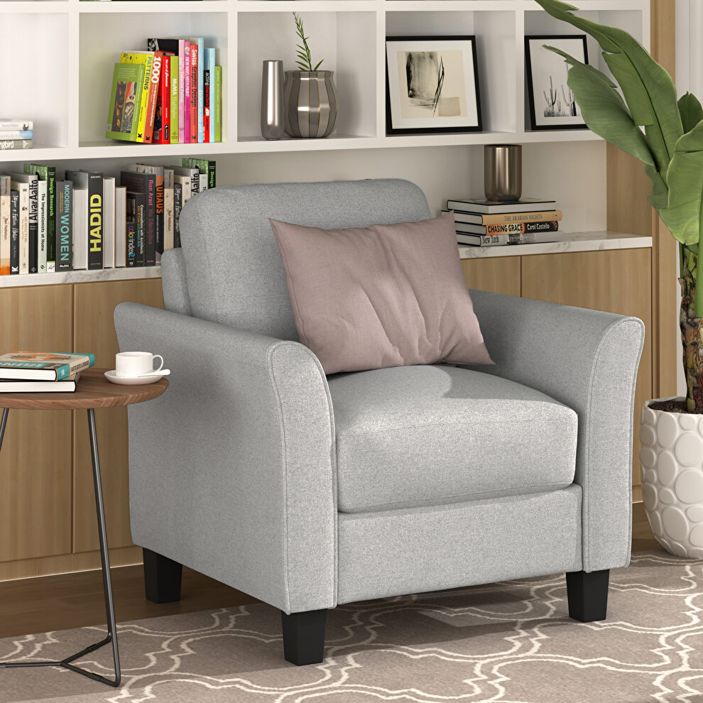 Light gray soft linen fabric armrest chair by La Spezia