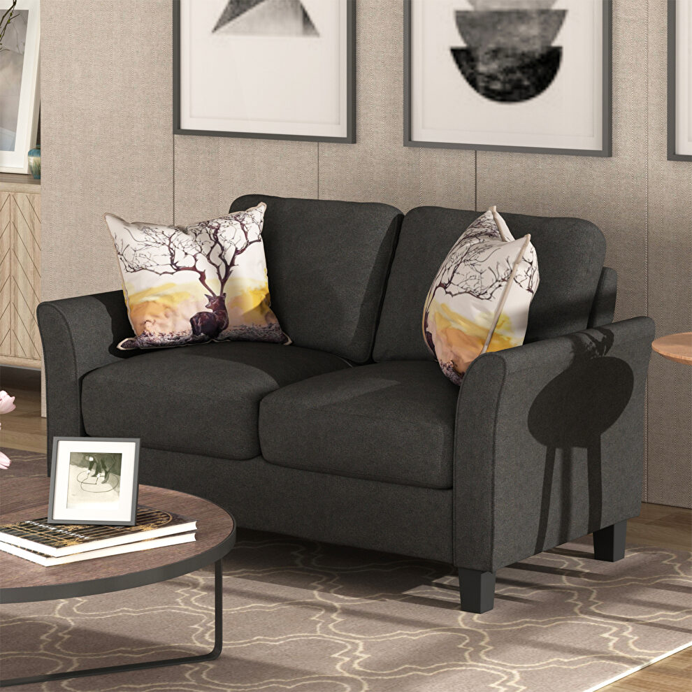 Black fabric loveseat sofa by La Spezia
