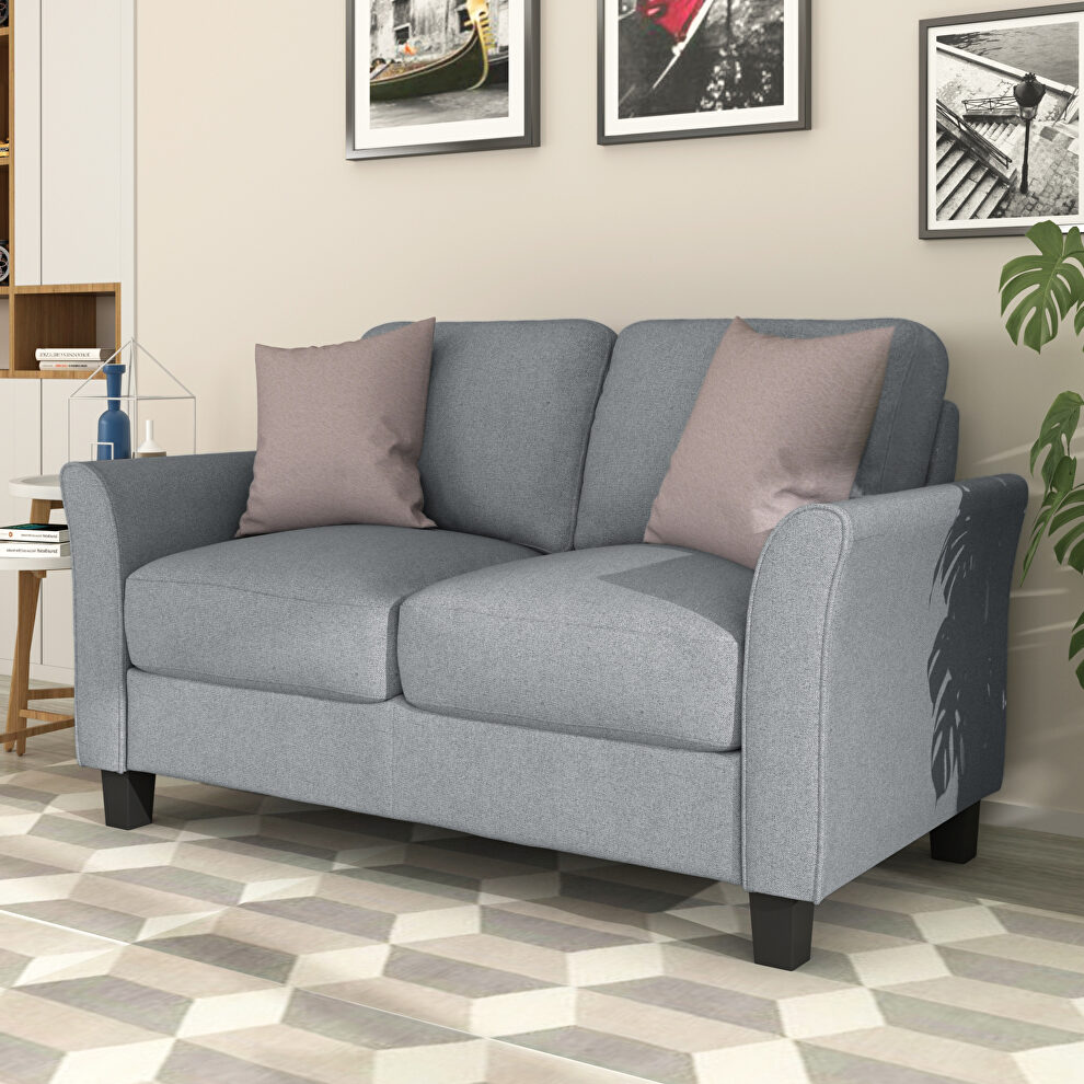 Gray fabric loveseat sofa by La Spezia