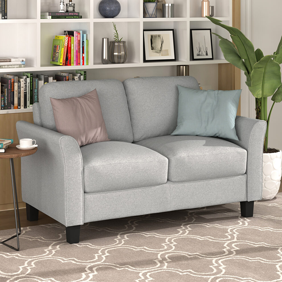 Light gray fabric loveseat sofa by La Spezia