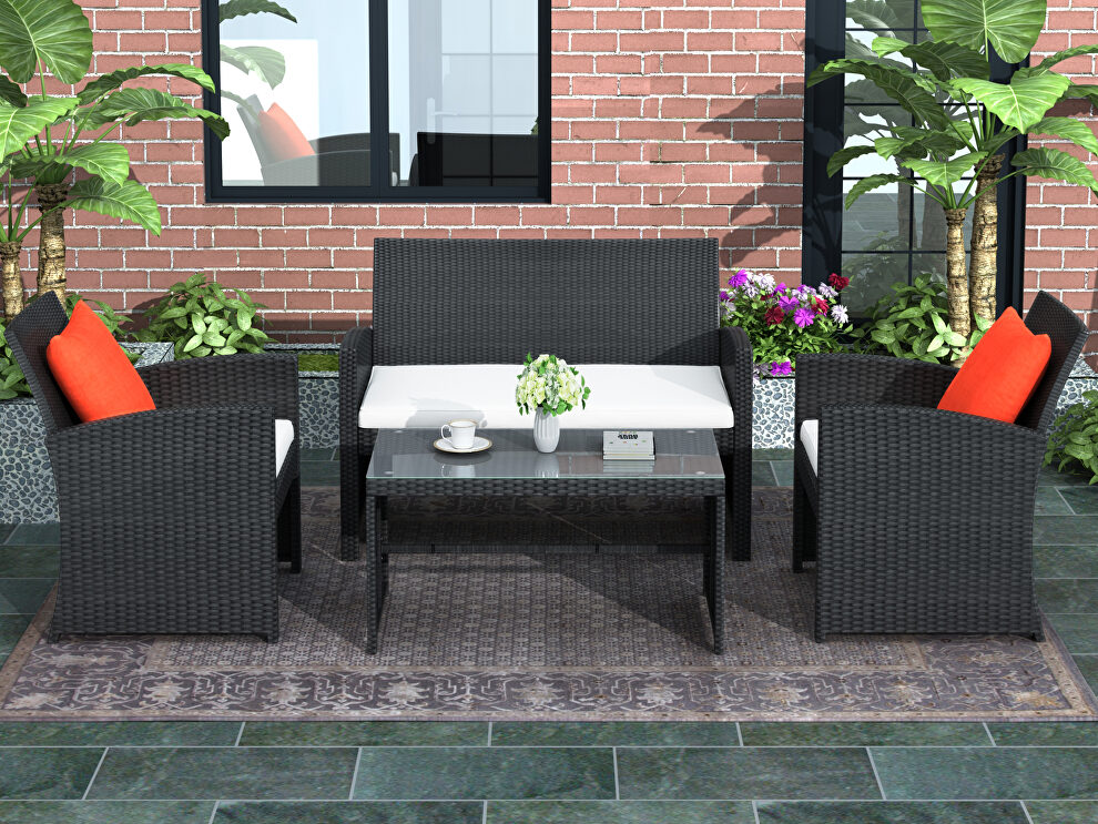 All-weather rattan 4 pieces outdoor patio black set by La Spezia