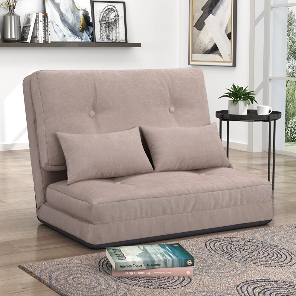 Beige suede sofa bed adjustable folding futon sofa by La Spezia