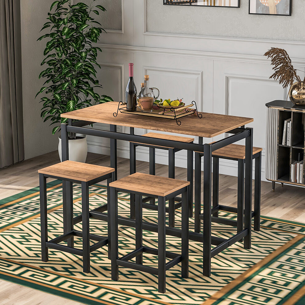Brown 5-piece kitchen counter height table set by La Spezia