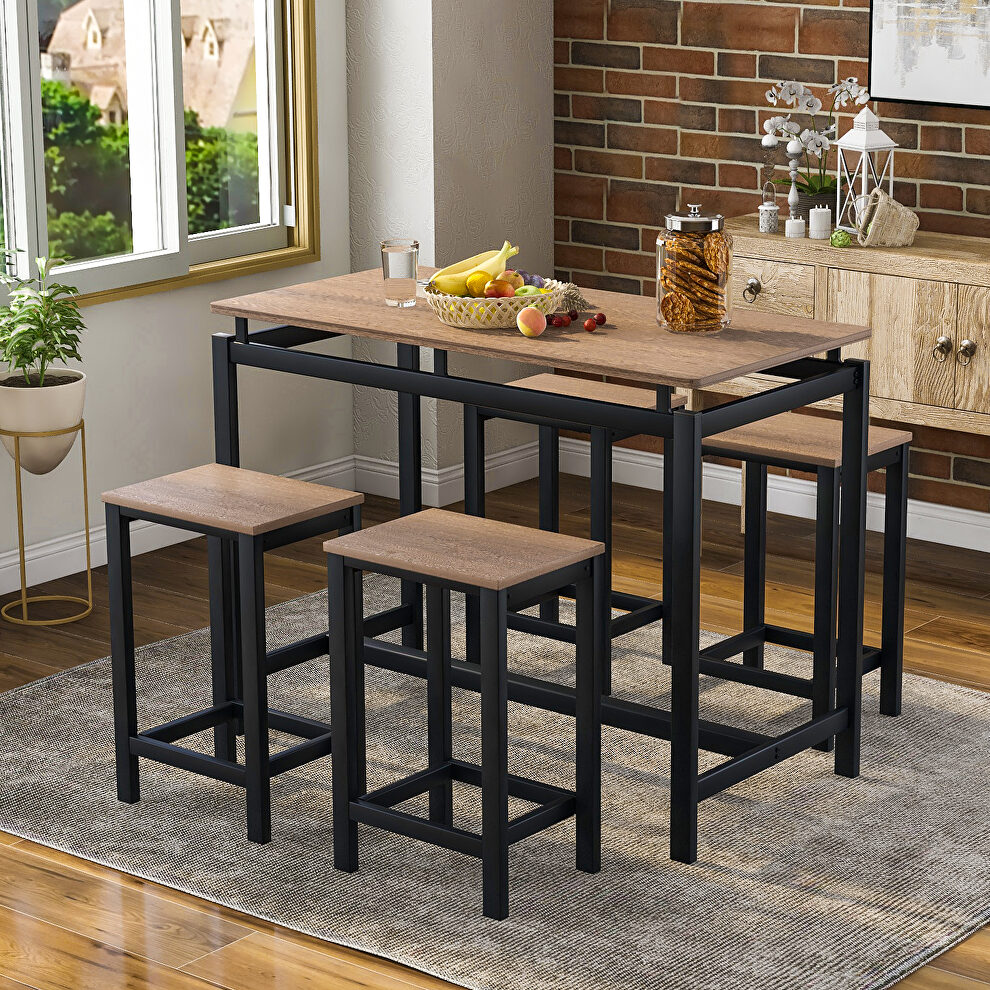 Dark brown 5-piece kitchen counter height table set by La Spezia
