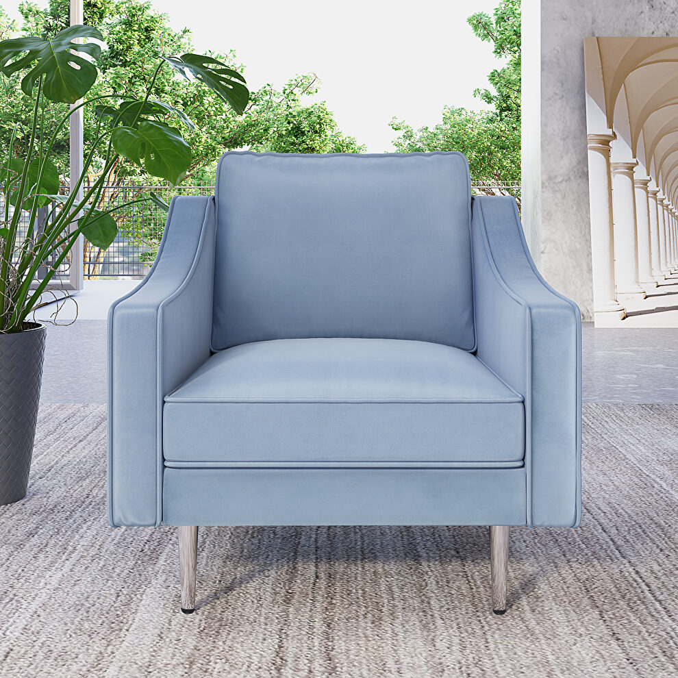 Blue velvet morden style couch furniture upholstered armchair by La Spezia