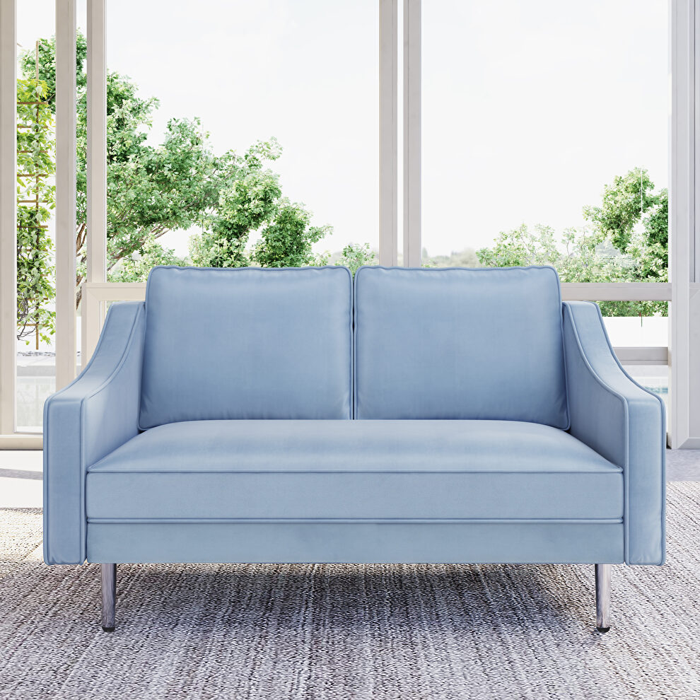 Blue velvet morden style couch furniture upholstered loveseat sofa by La Spezia