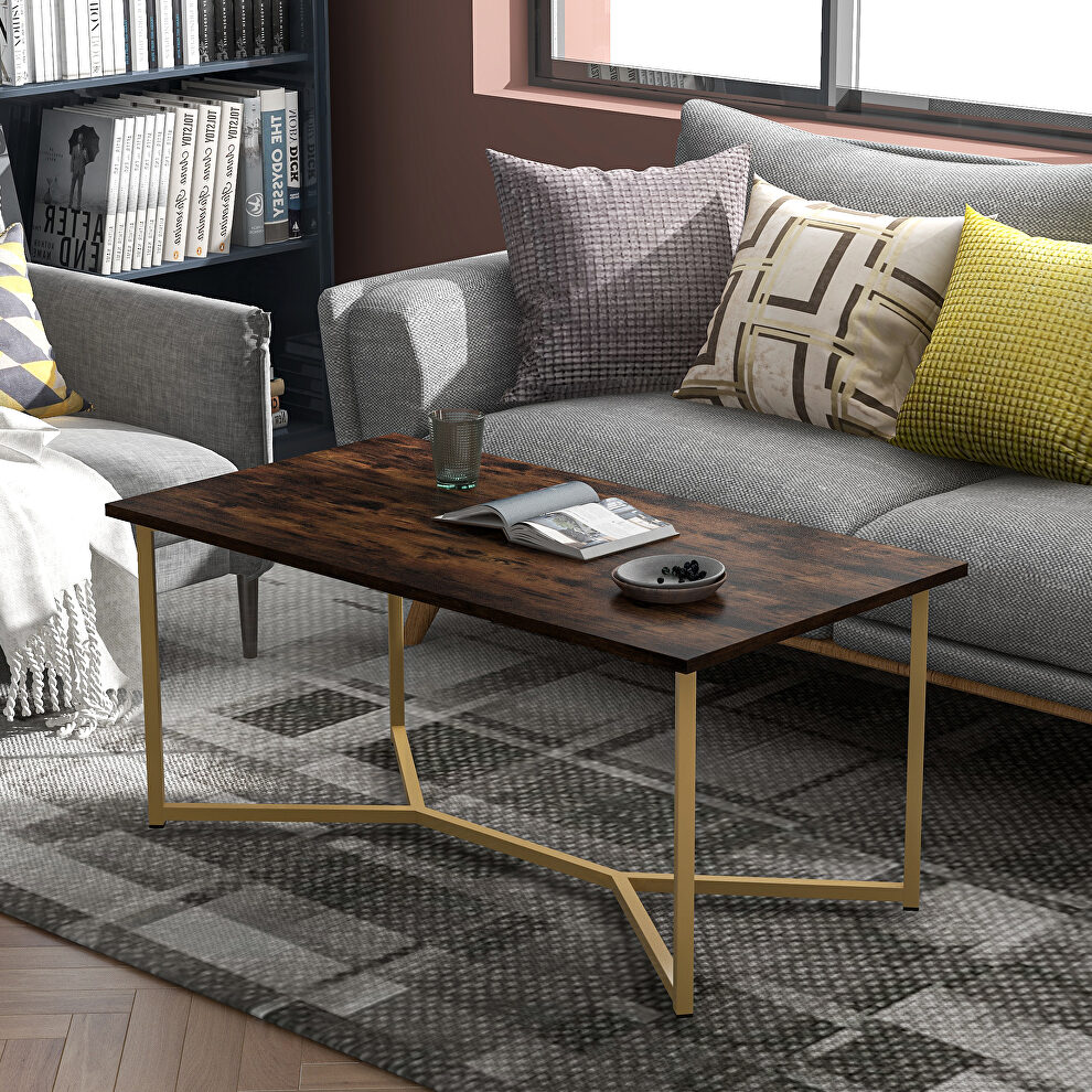 Tiger finish top u_style modern rectangle wooden coffee table by La Spezia