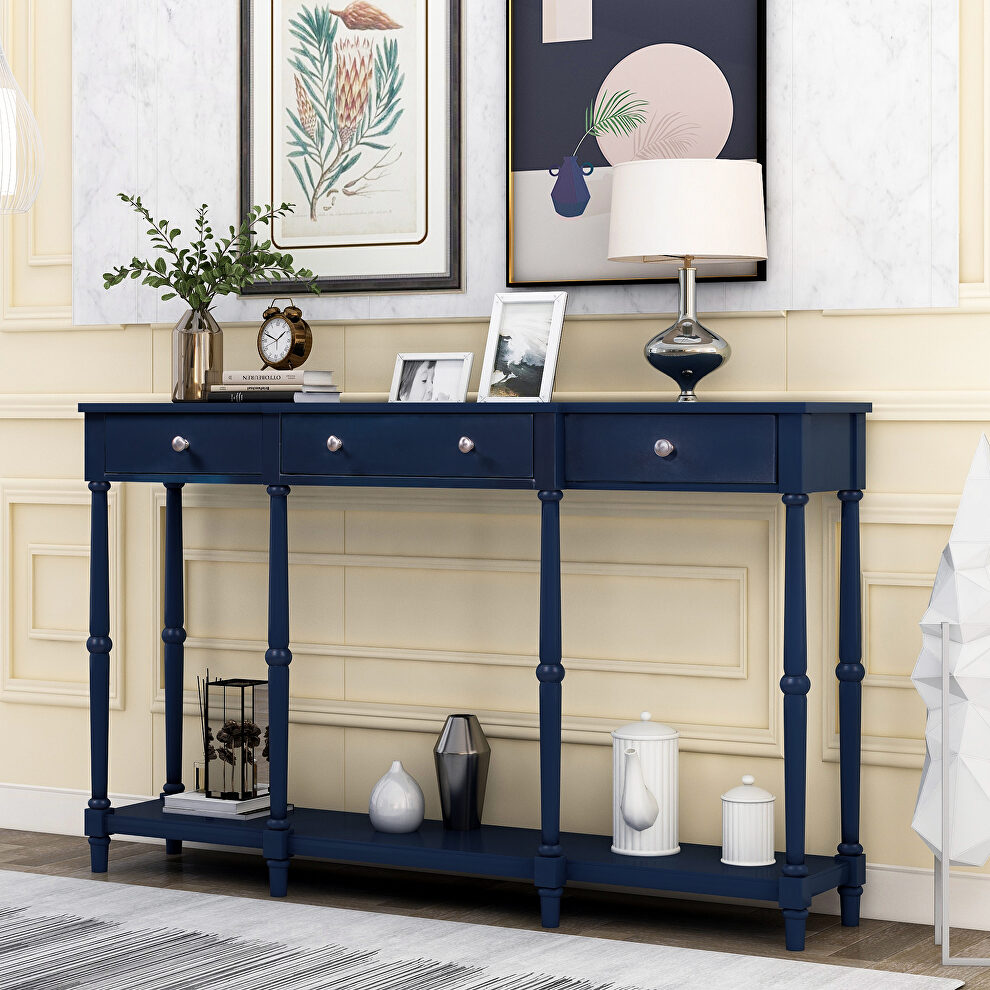 U_style solid navy wood console table by La Spezia