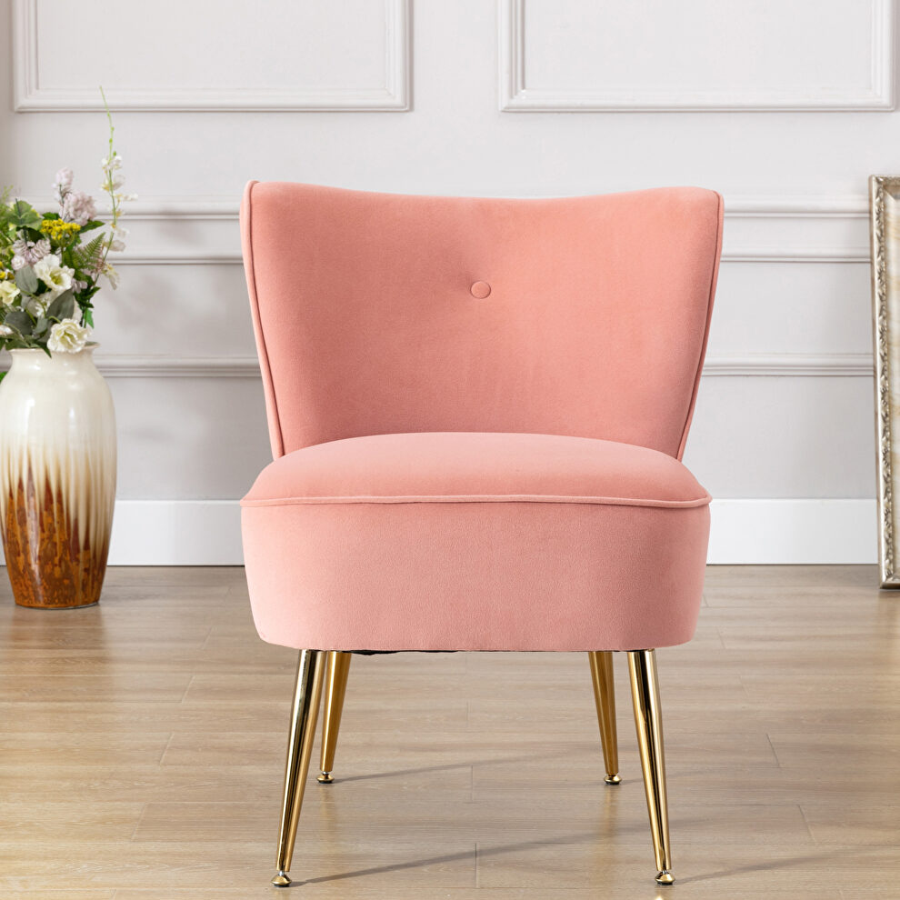 Accent living room side wingback chair pink velvet fabric by La Spezia
