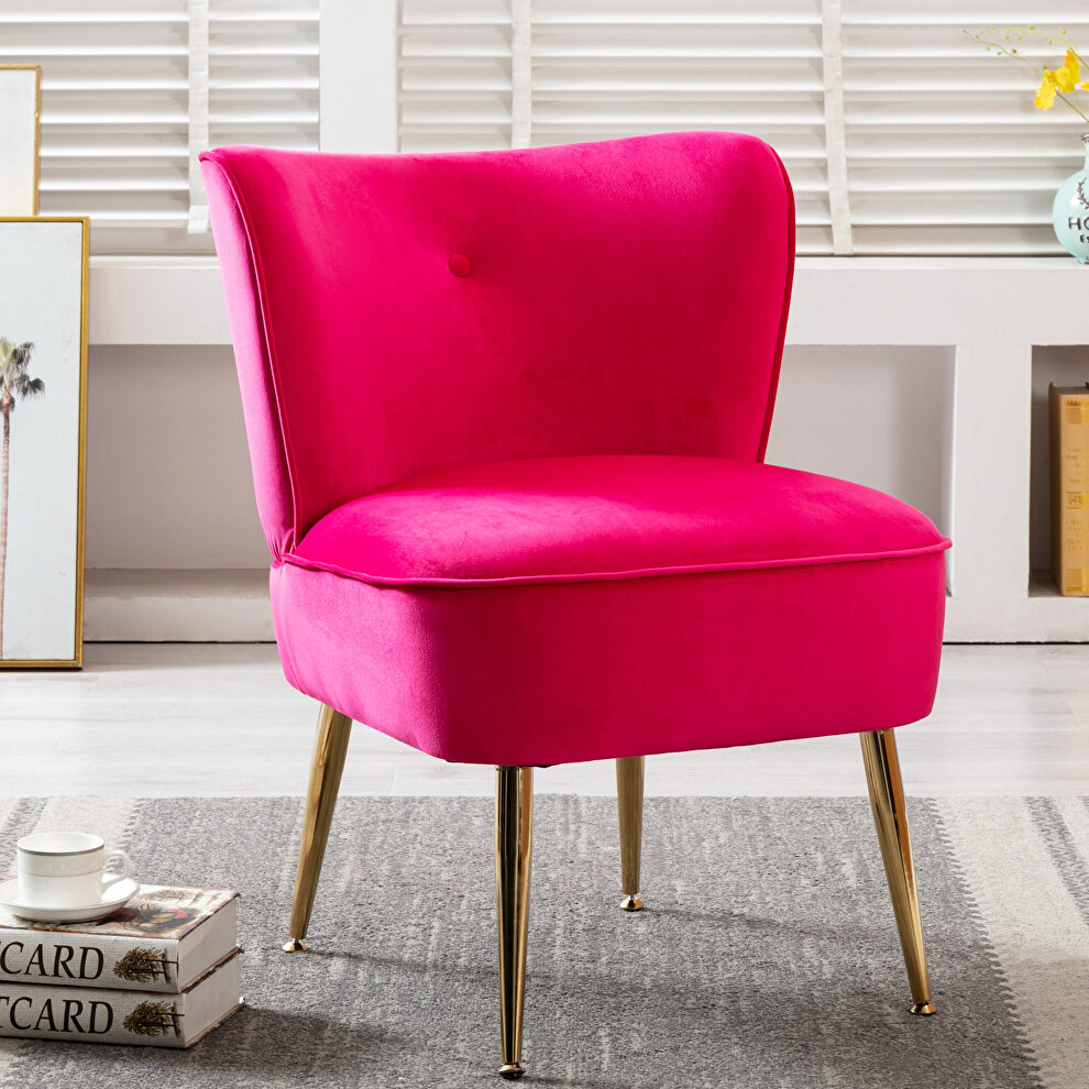 Accent living room side wingback chair fuchsia velvet fabric by La Spezia