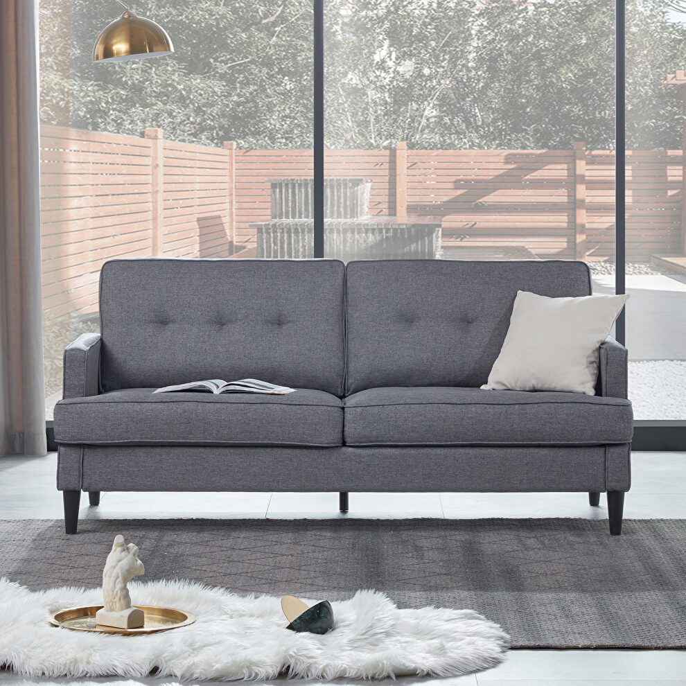 Modern design couch soft gray linen upholstery loveseat by La Spezia