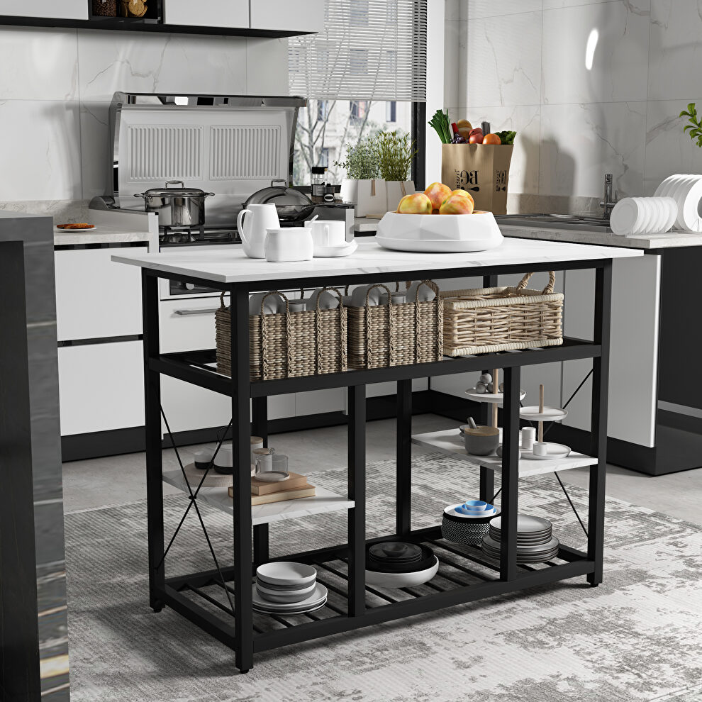 Faux marble tabletop multifunctional counter height kitchen island by La Spezia