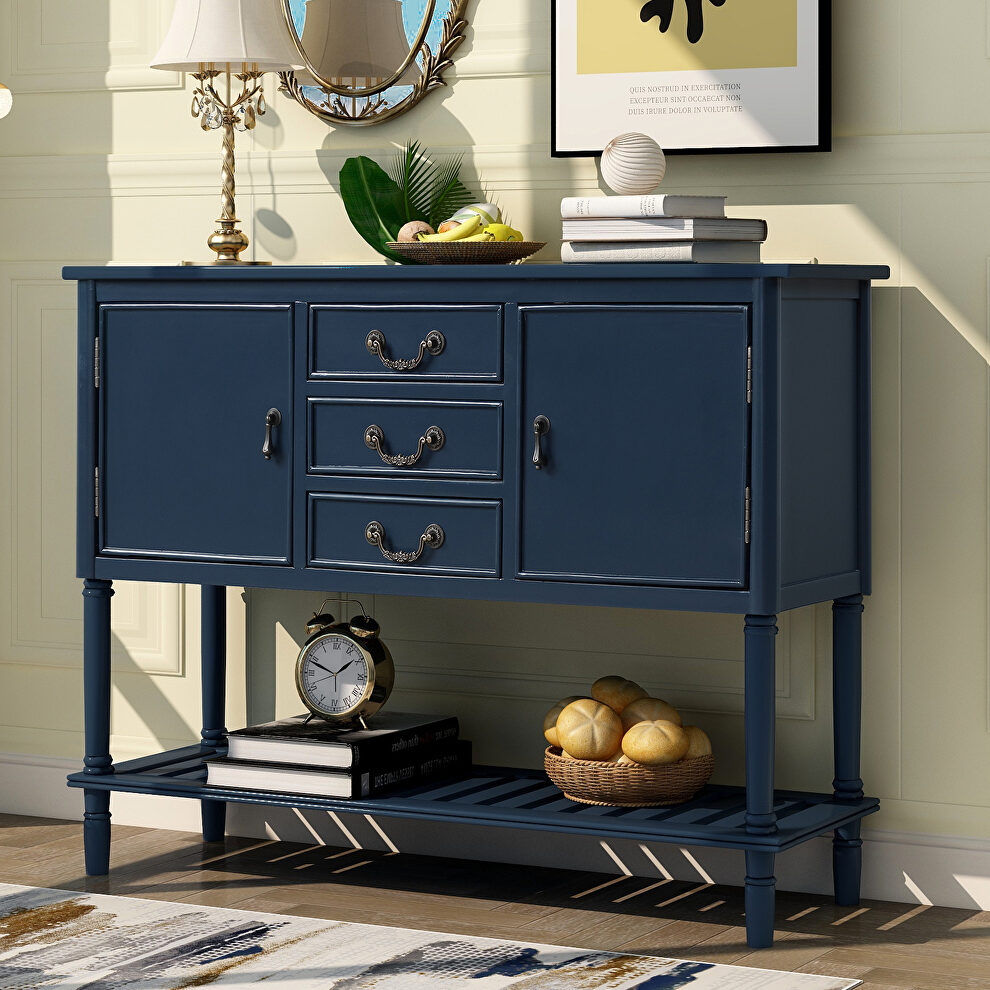 Navy blue wood ustyle modern console sofa table by La Spezia