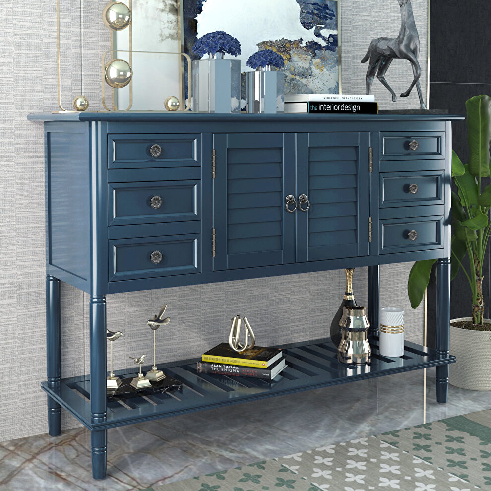 Navy blue wood ustyle modern console sofa table by La Spezia