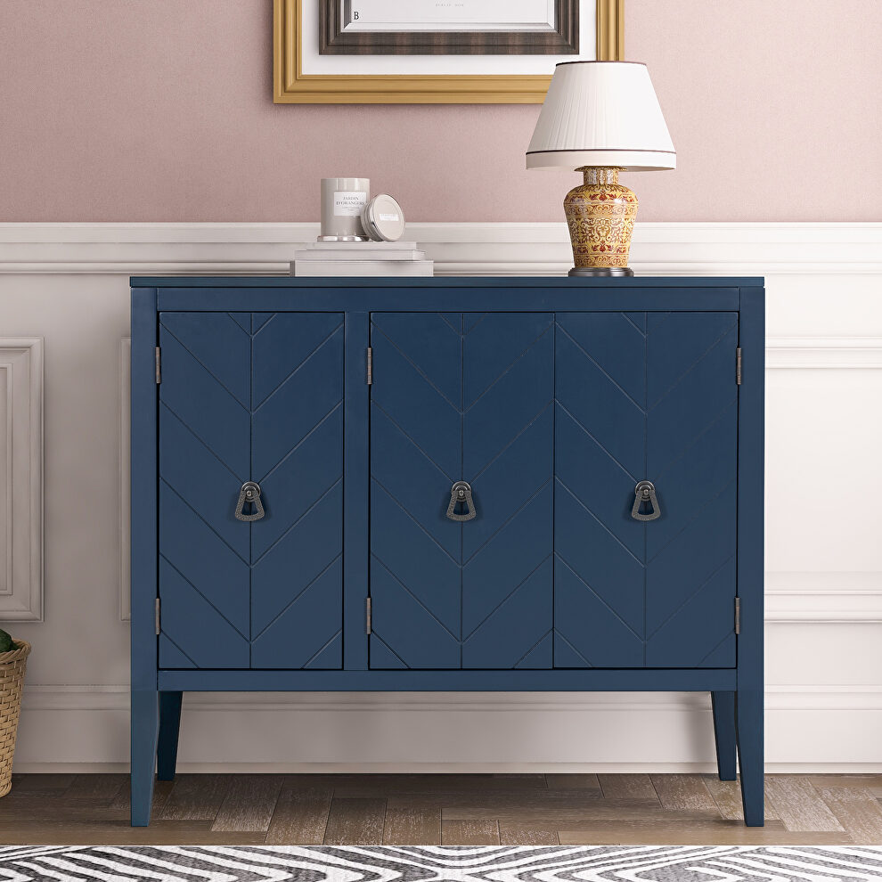 Navy blue modern accent storage wooden cabinet with adjustable shelf by La Spezia