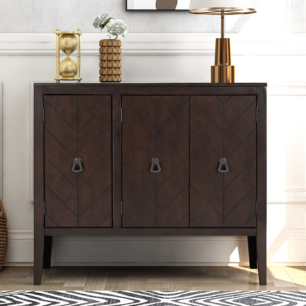 Brown modern accent storage wooden cabinet with adjustable shelf by La Spezia