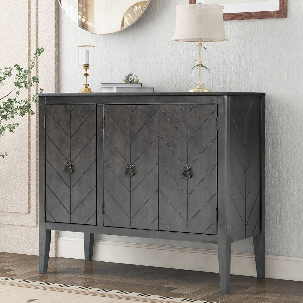 Gray modern accent storage wooden cabinet with adjustable shelf by La Spezia