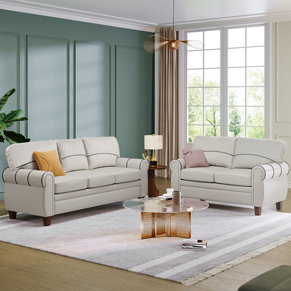 Light gray pu leather upholstery mid-century sofa by La Spezia