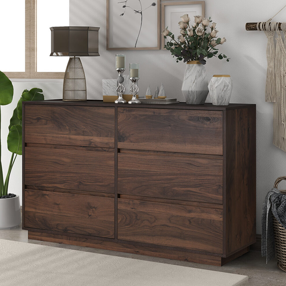 Midcentury modern 6 drawers dresser in dark brown by La Spezia