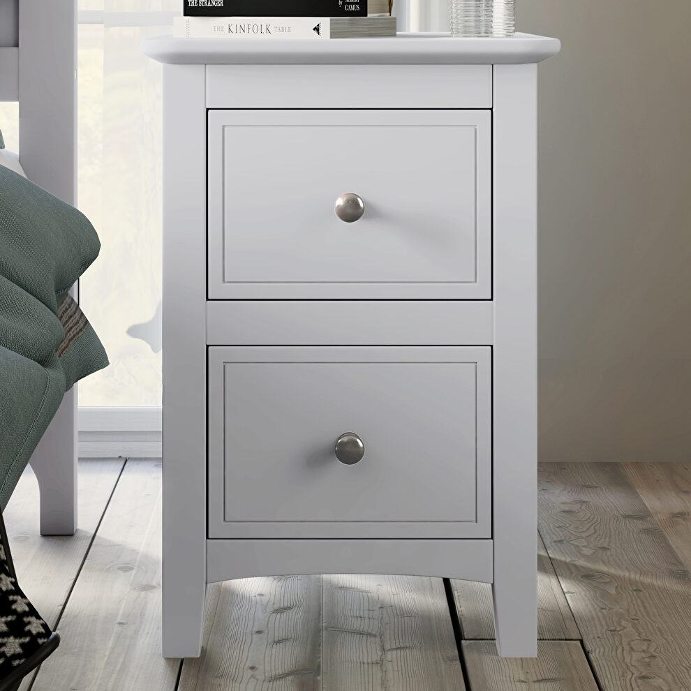 2 drawers solid wood nightstand in white by La Spezia