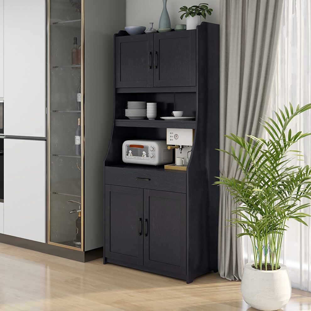 Onebody style storage buffet with doors and adjustable shelves in black by La Spezia