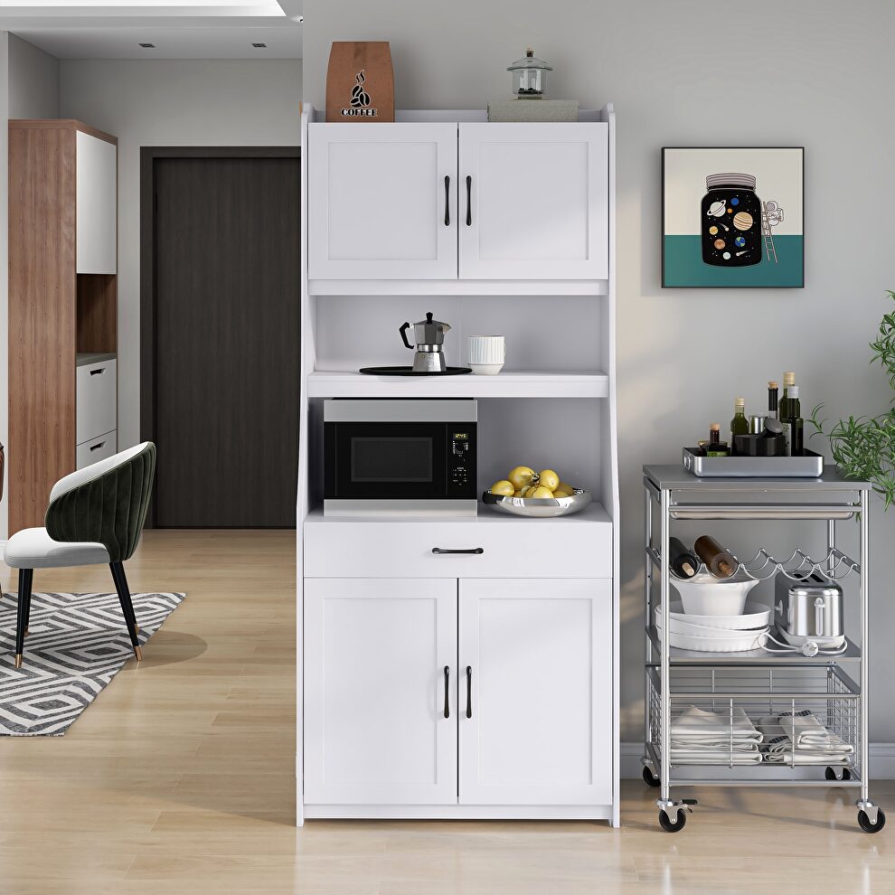 Onebody style storage buffet with doors and adjustable shelves in white by La Spezia