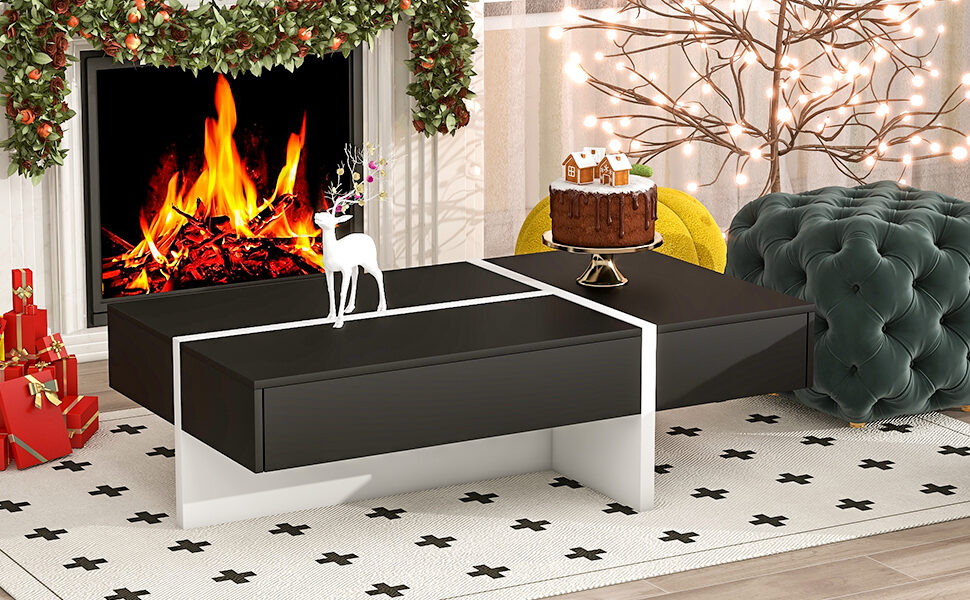 Rectangle design high gloss surface cocktail table in black by La Spezia