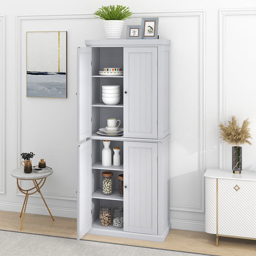 Kitchen storage cabinet organizer with 4 doors in white by La Spezia