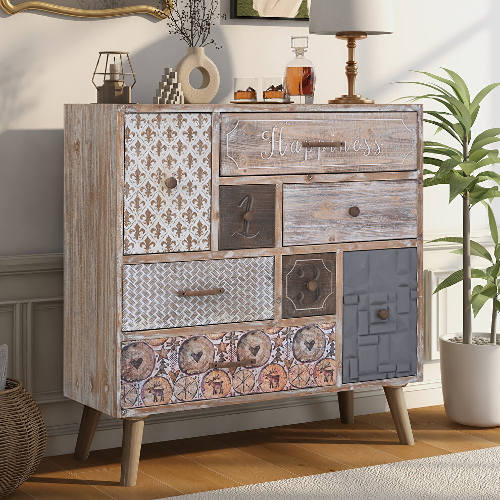 Accent storage cabinet with 8 drawers in brown by La Spezia