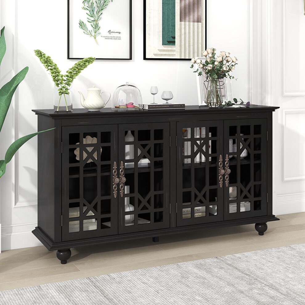 Sideboard with adjustable height shelves and 4 doors in espresso by La Spezia