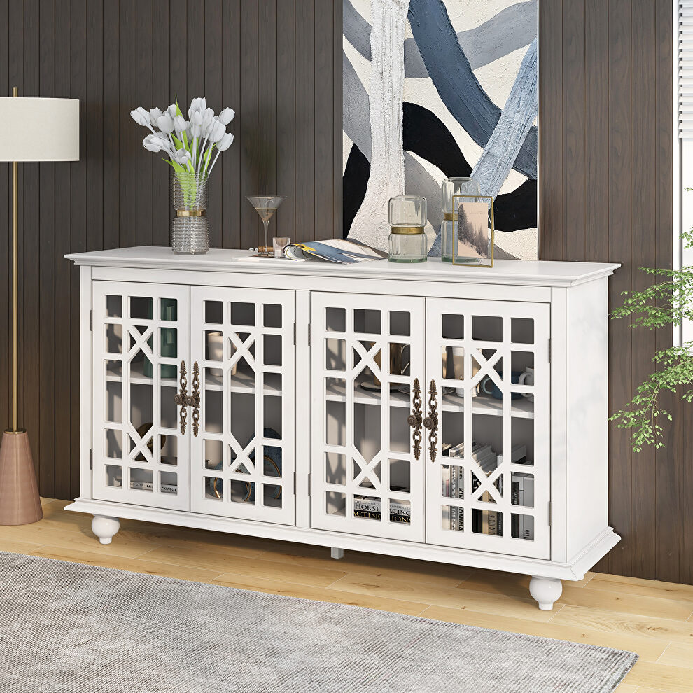 Sideboard with adjustable height shelves and 4 doors in antique white by La Spezia