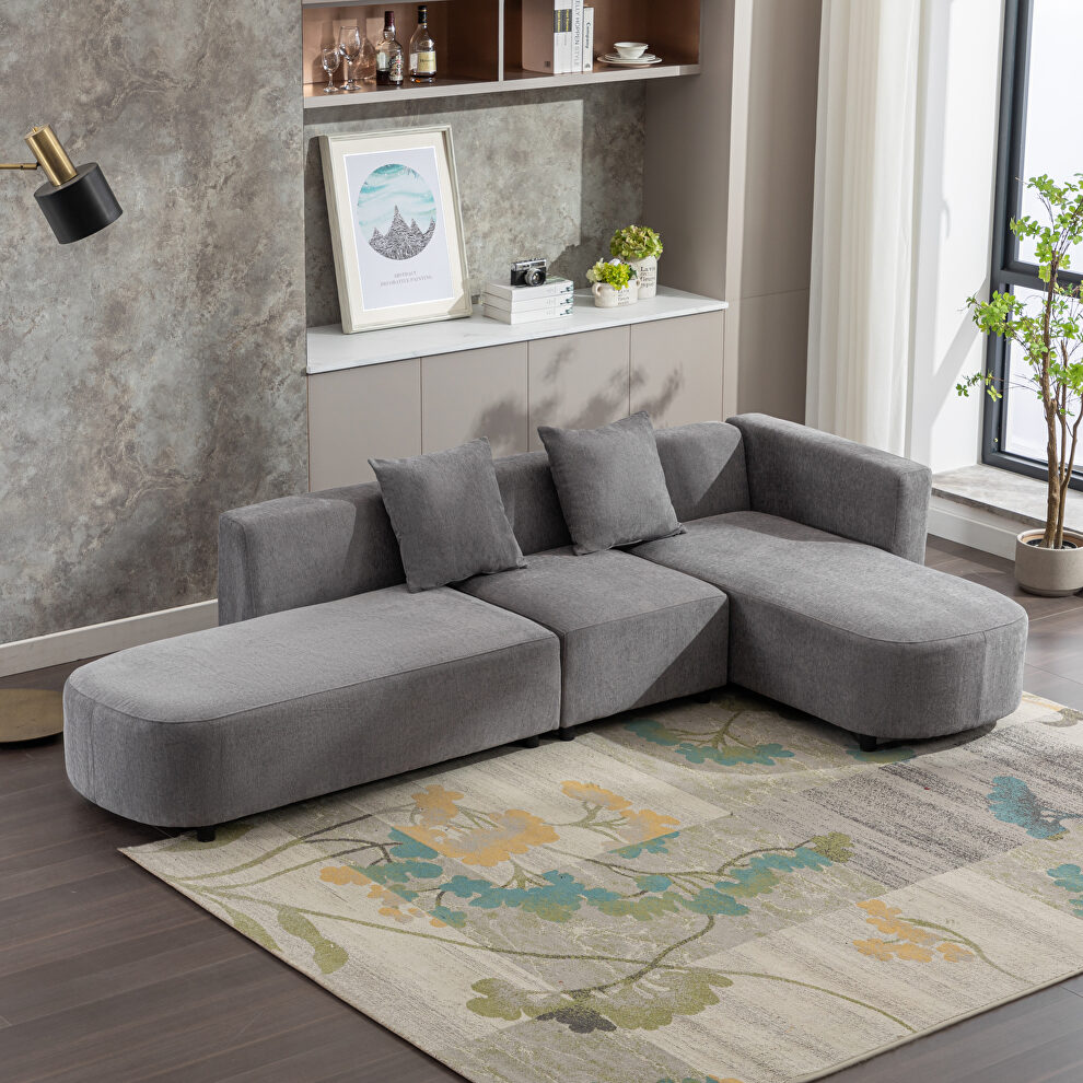 Gray chenille u-style luxury modern upholstery sofa by La Spezia