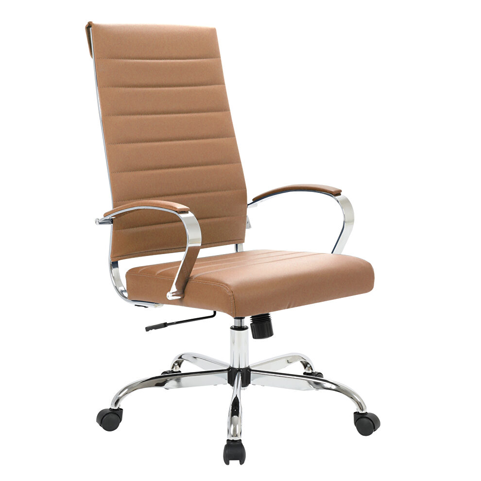 Brown faux leather adjustable mid-century style office chair by Leisure Mod