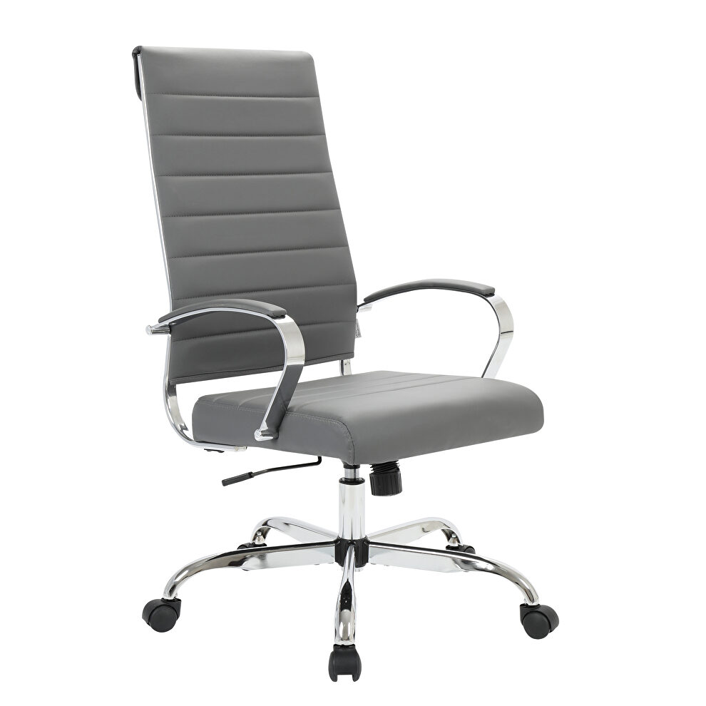 Gray faux leather adjustable mid-century style office chair by Leisure Mod