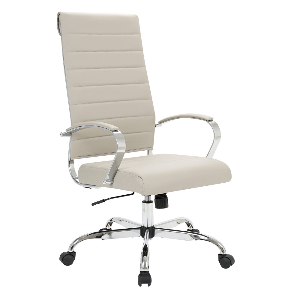 Tan faux leather adjustable mid-century style office chair by Leisure Mod