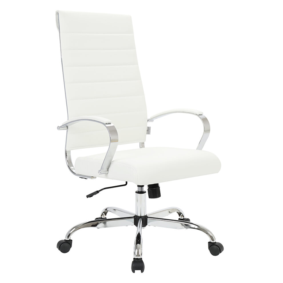 White faux leather adjustable mid-century style office chair by Leisure Mod