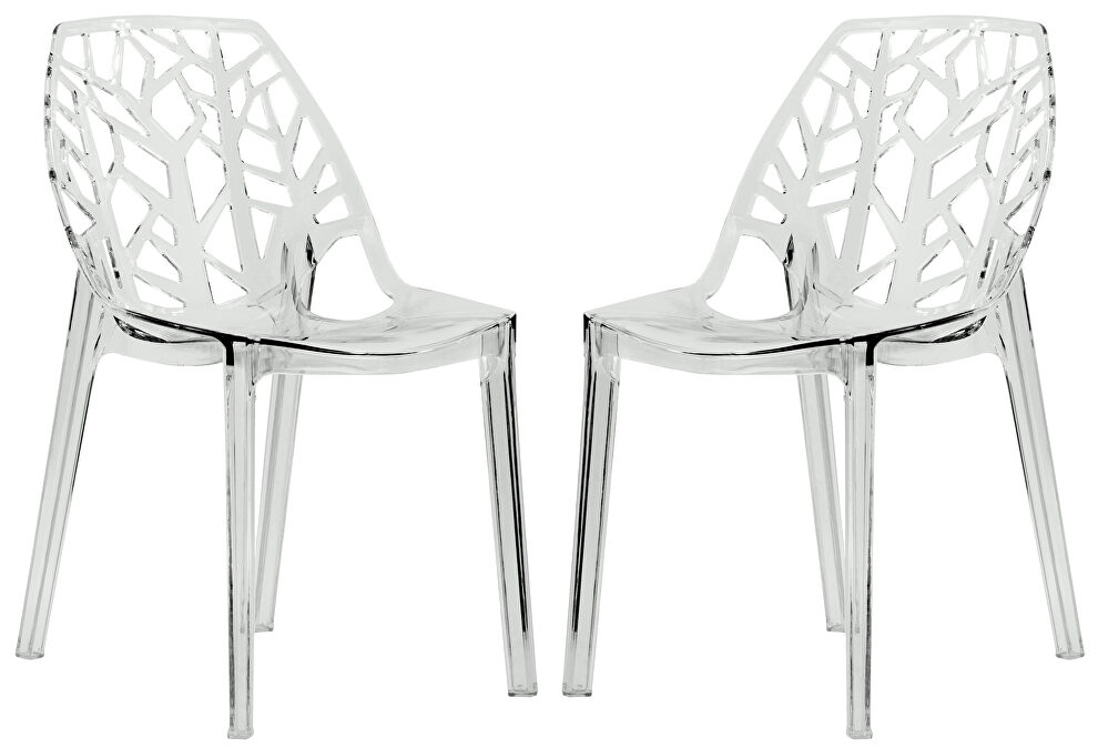 Clear plastic dining modern chair/ set of 2 by Leisure Mod