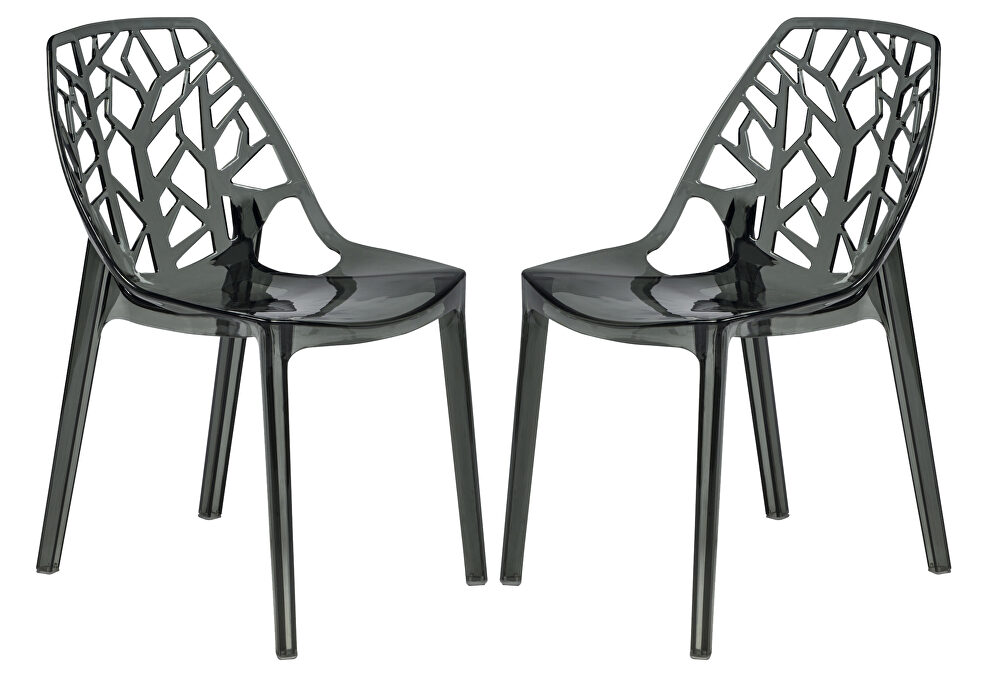 Transparent black plastic dining modern chair/ set of 2 by Leisure Mod