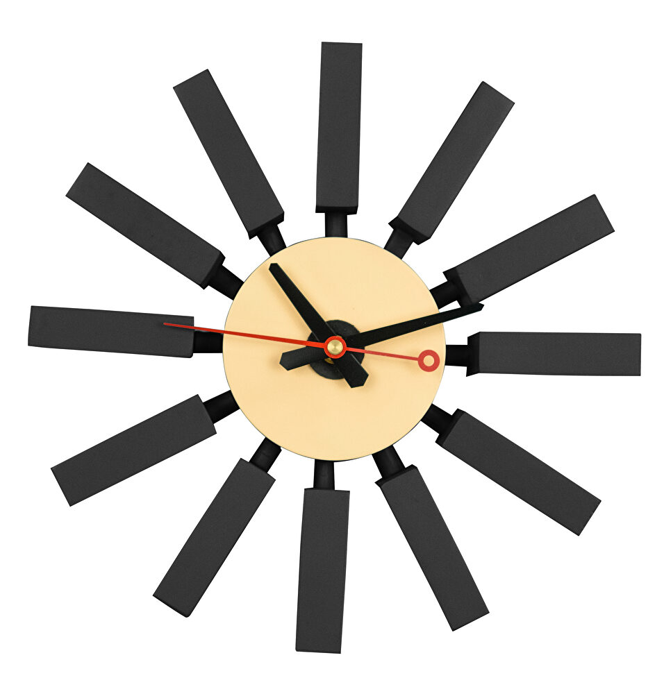Black finish block silent non-ticking modern design wall clock by Leisure Mod