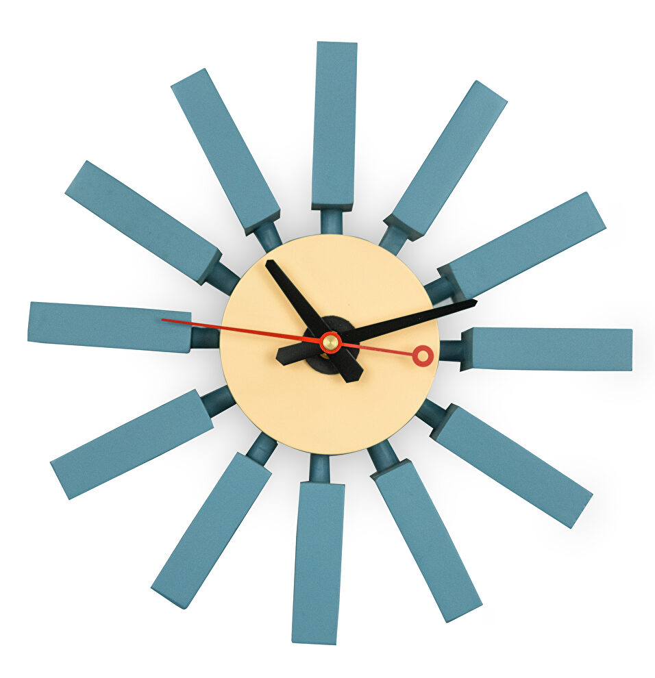 Blue finish block silent non-ticking modern design wall clock by Leisure Mod