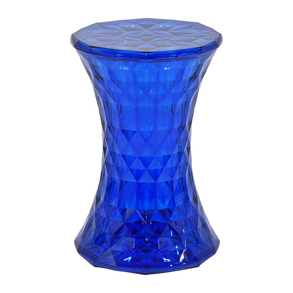 Transparent blue sturdy plastic diamond-shaped design side table by Leisure Mod